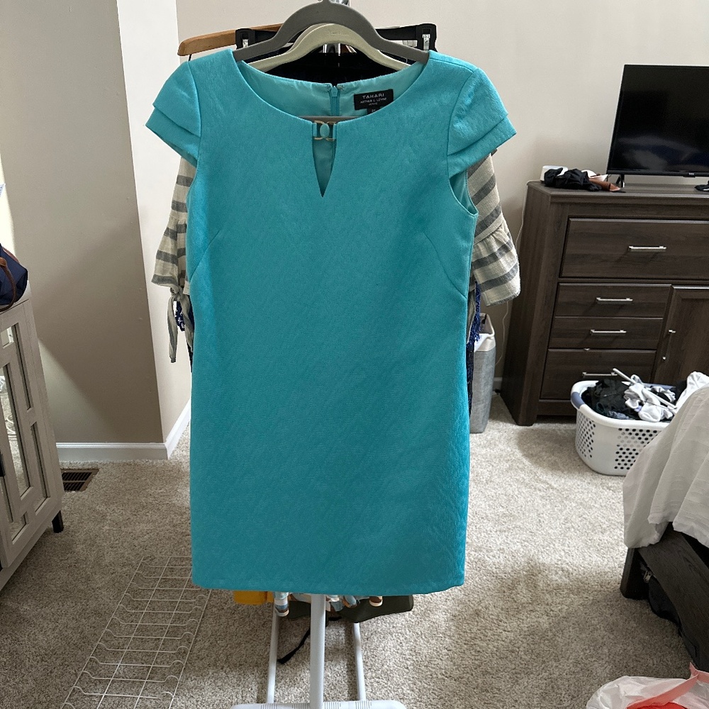 Tahari Aqua Dress - 2 Petite